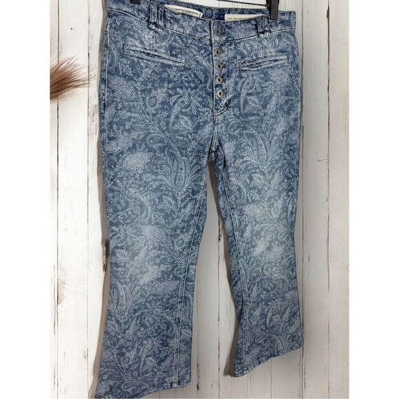 Anthropologie Pilcro Paisley Floral Printed High Rise Trouser Bootcut Buttonfly - Picture 3 of 14